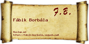 Fábik Borbála névjegykártya