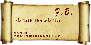 Fábik Borbála névjegykártya